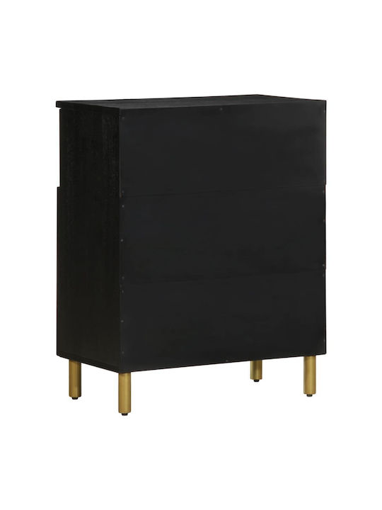 Bufet din Lemn Masiv & Metal Black 60x33x75cm