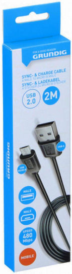 Grundig Regular USB 2.0 to micro USB Cable Μαύρο 2m (47245)