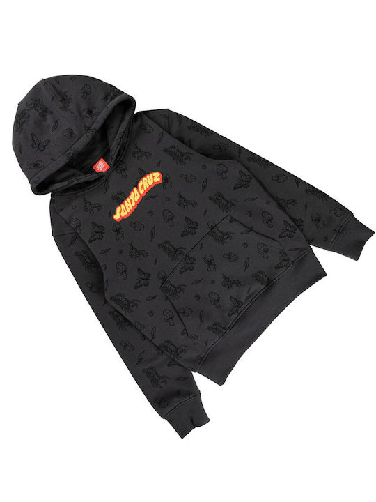 Santa Cruz Fleece Παιδικό Φούτερ με Κουκούλα και Τσέπες Black