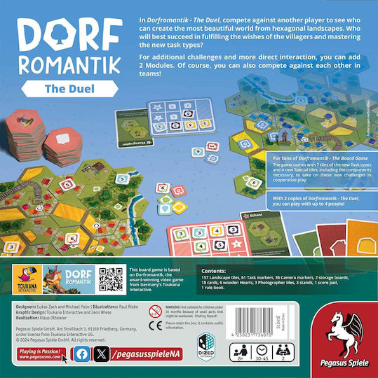 Επιτραπέζιο Παιχνίδι Dorfromantik Duel για 2 Παίκτες 8+ Ετών (EN) Pegasus Spiele