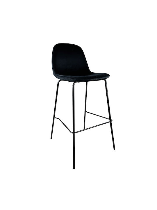 Stool Bar Upholstered with Velvet Brooklyn Black Velvet-Black Metal 2pcs 47x51x96cm