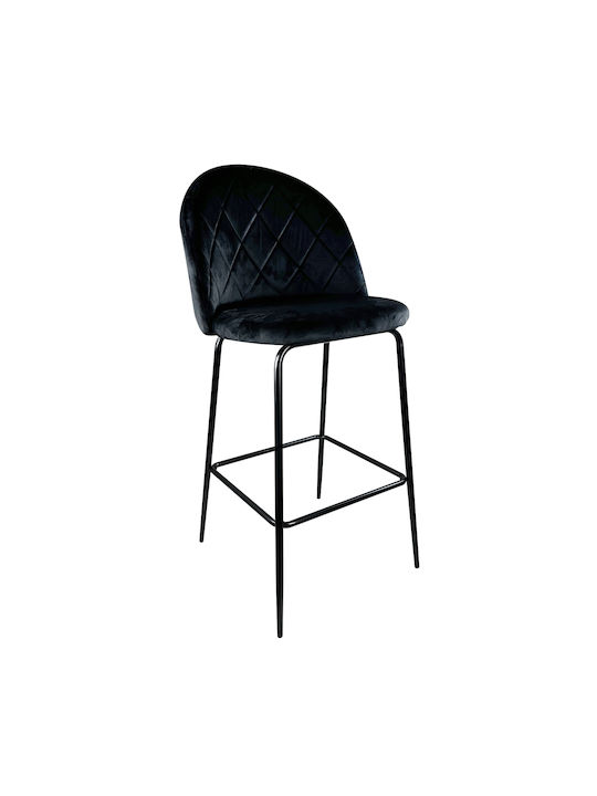 Stool Bar Upholstered with Velvet Underhill Black Velvet-Black Metal 2pcs 45x53x98cm