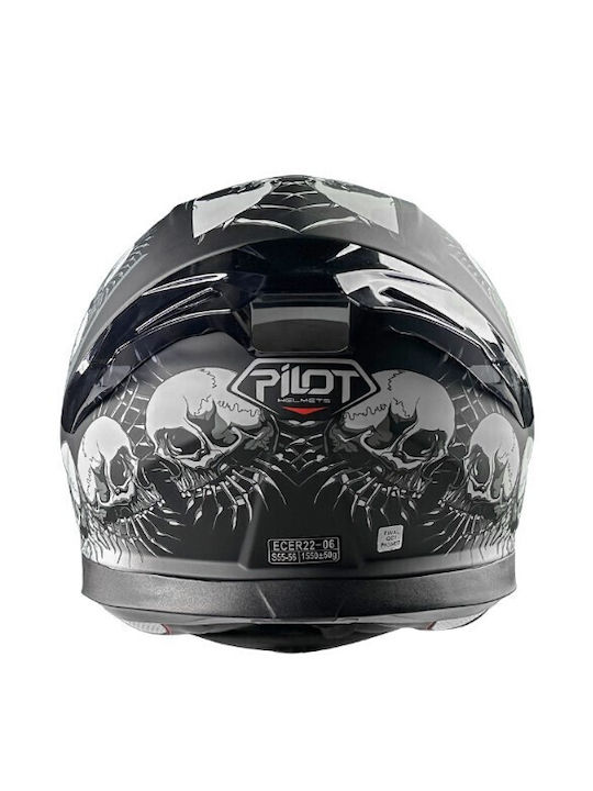 Pilot Snake SV Skull Matt Κράνος Μηχανής Full Face ECE 22.06 1500gr με Sunvisor