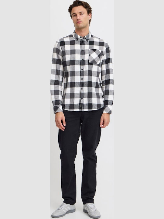 Long Sleeve Cotton Shirt Regular Fit Checked Black