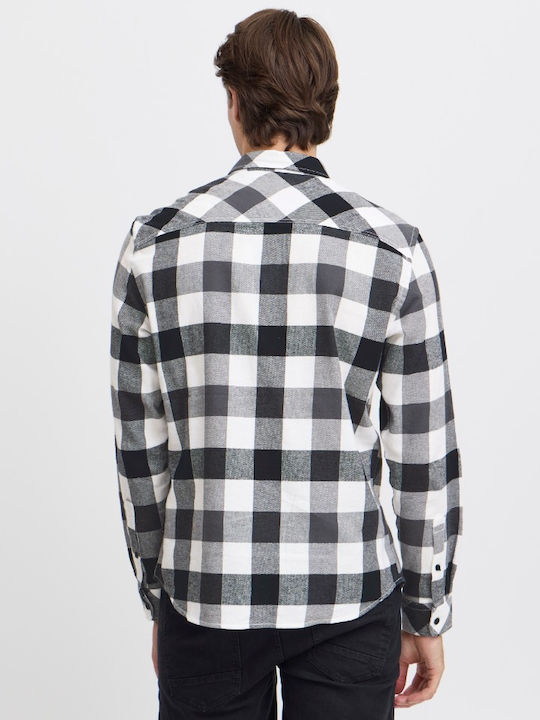 Long Sleeve Cotton Shirt Regular Fit Checked Black