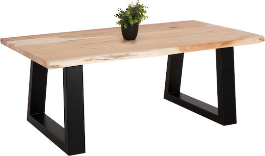 Rectangular Central Coffee Table Sofia Slim from Solid Wood Light Natural L115xW65xH45cm