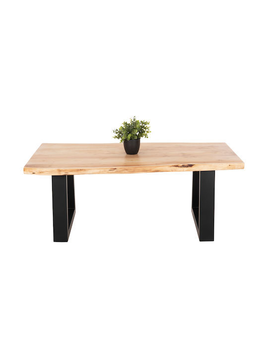 Rechteckiger Zentraler Kaffeetisch Montana aus Massivholz Hell Natur M115xT65xH45cm