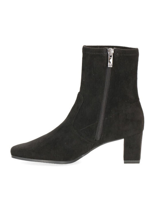 Leather Women's Ankle Boots with Medium Heel Black