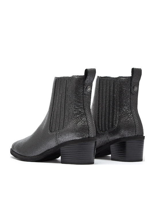 Leder Stiefeletten Damen Schwarz