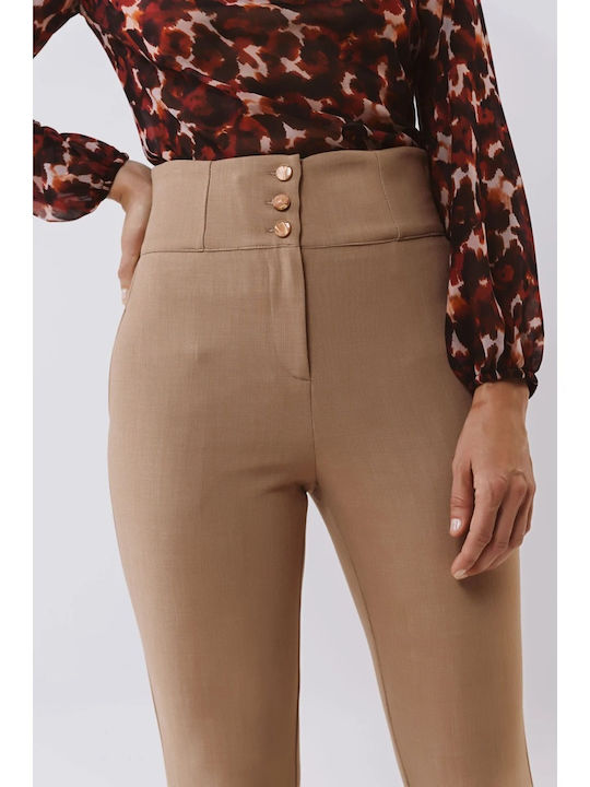 Damen Stoff Hose Brown, Camel