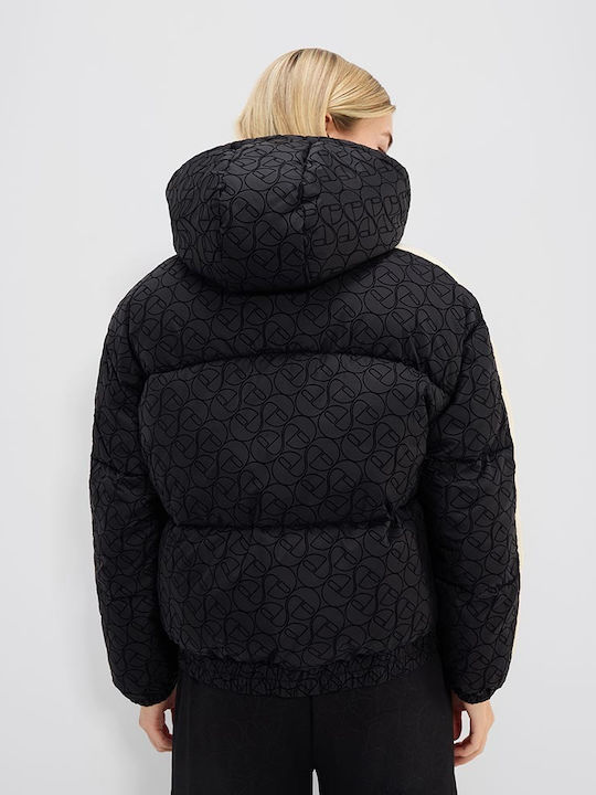 Women's Short Puffer Jacket for Winter Black