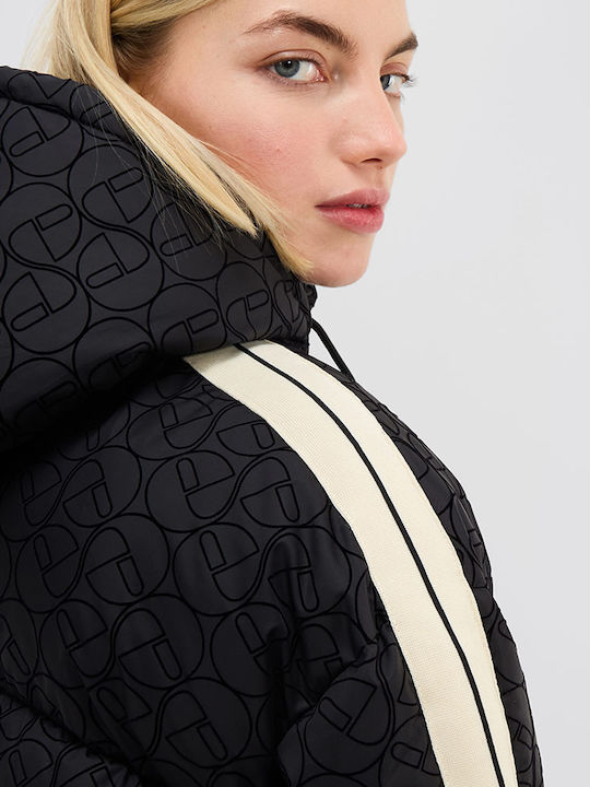 Women's Short Puffer Jacket for Winter Black