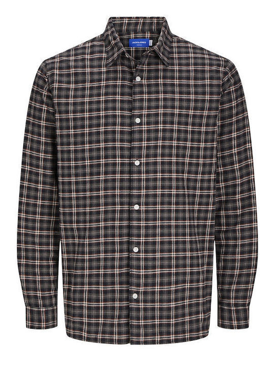 Jack & Jones Long-sleeved Flannel Shirt Checked Dark Grey