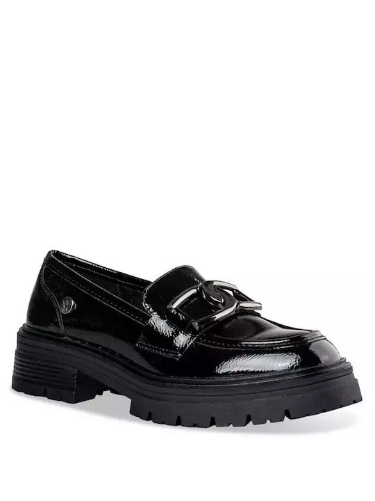 Envie Shoes Shiny Women's Loafers in Black Color