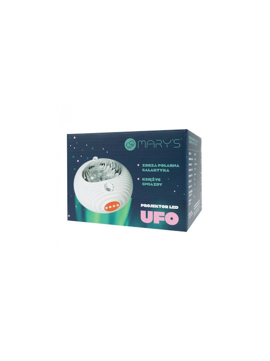 Mary's Led Παιδικό Φωτιστικό Projector Mary's UFO με Προβολή Αστεριών Λευκό 15x14.5x10.4εκ.