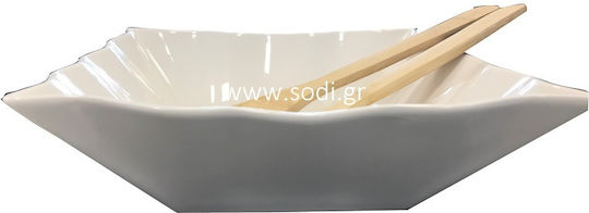 Cryspo Trio Square Σαλατιέρα με Κουτάλες από Πορσελάνη Λευκή 28x28x10cm 3τμχ