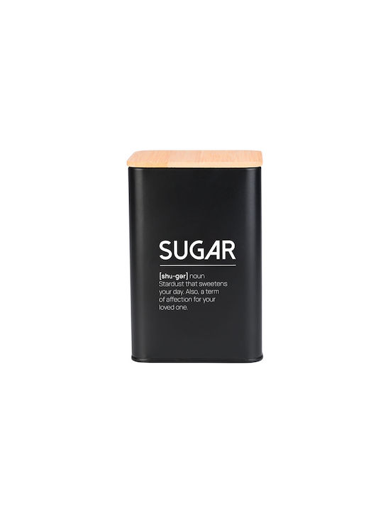 Estia Essentials Vase for Sugar with Lid Wooden Black 10x10x13cm