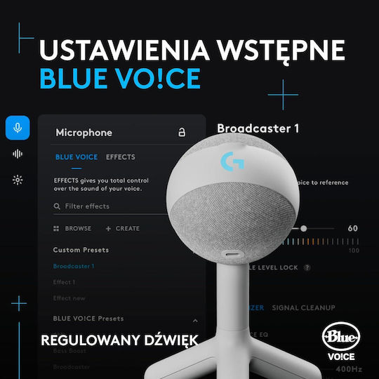 Logitech G Yeti Orb Πυκνωτικό Μικρόφωνο USB Επιτραπέζιο για Φωνητικά