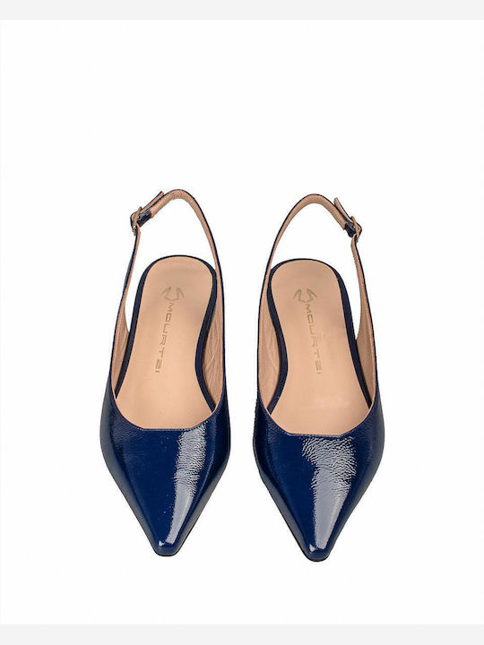 Patent Leather Slingback Ballerinas Navy Blue