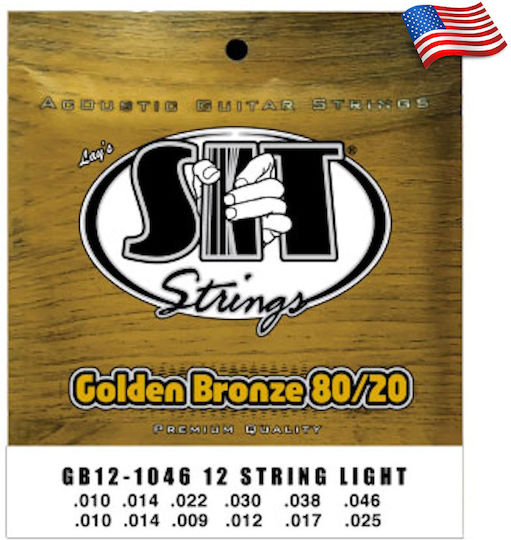 Sit Golden Bronze 80/20 Acoustic Guitar Strings Set 80/20 Bronze for 12-String Light