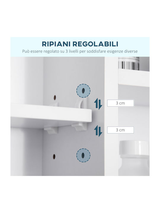 Kleankin Rechteckiger Badezimmerspiegel aus MDF mit Regal 100x15cm Weiß