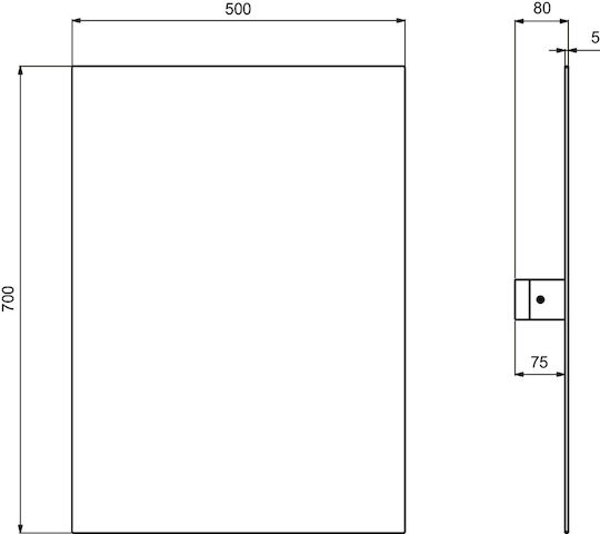 Ideal Standard Contour Rechteckiger Badezimmerspiegel 70x50cm
