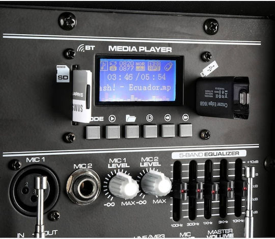 Vonyx Ηχείο Karaoke με Ασύρματα Μικρόφωνα AP1200PA 170.335 με 3 Μικρόφωνα και Τηλεκοντρόλ Μαύρο