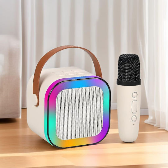 Boxă Karaoke cu Microfoane Fără Fir și Efecte de Iluminare K12 810279_W Alb