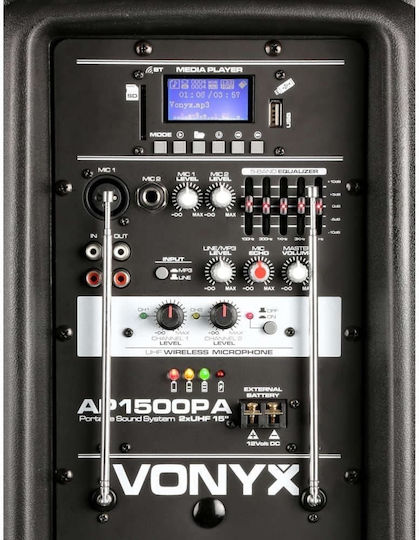 Vonyx Ηχείο Karaoke με Ασύρματα Μικρόφωνα AP1200PA 170.335 με 3 Μικρόφωνα και Τηλεκοντρόλ Μαύρο
