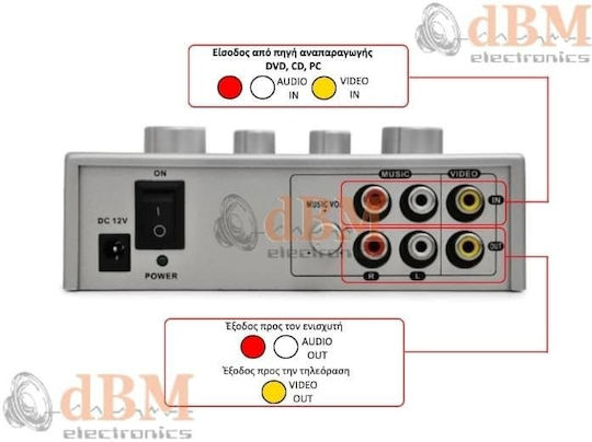 Azusa Ενισχυτής Karaoke με Ενσύρματα Μικρόφωνα MIK0115 Ασημί