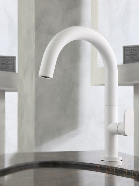 Armando Vicario Slim Mixing Sink Faucet White
