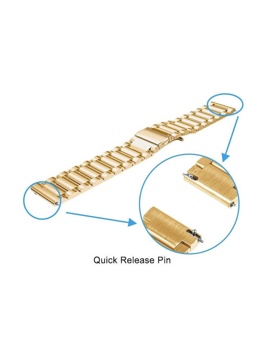 Techsuit Watchband W010 Strap Stainless Steel Gold (Samsung Galaxy Watch (46mm) / Watch 3 / Gear S3, Huawei Watch GT / GT 2 / GT 2e / GT 2 Pro / GT 3 (46 mm)) KF2313154