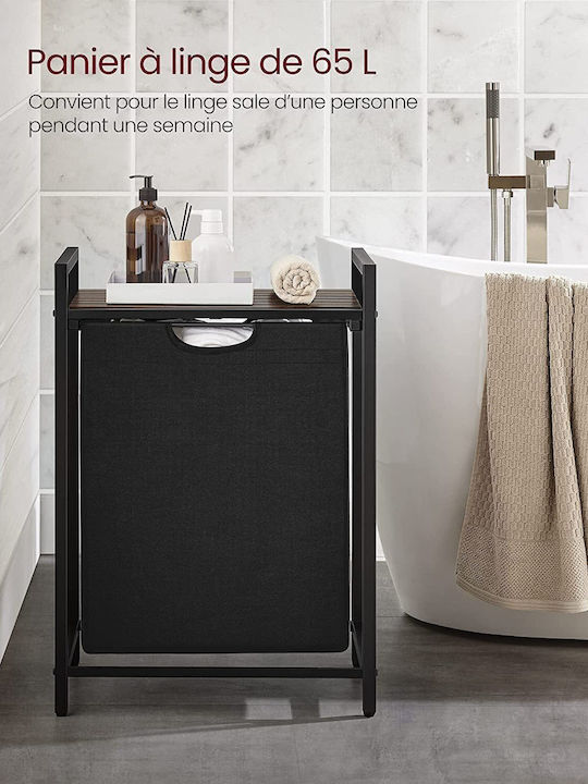 Vasagle Coș de Rufe Metalic 65l cu Capac 50x33x72cm Negru
