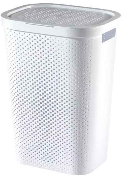 Curver 301315 Wäschekorb Kunststoff 60lt mit Deckel 44x35x60cm Weiß