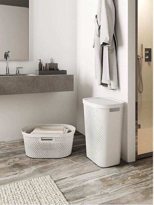 Curver 301315 Wäschekorb Kunststoff 60lt mit Deckel 44x35x60cm Weiß