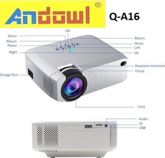 Andowl Q-A16B Mini Beamer LCD Mit Einfache Lampe mit Wi-Fi und Eingebauten Lautsprechern Q-A16