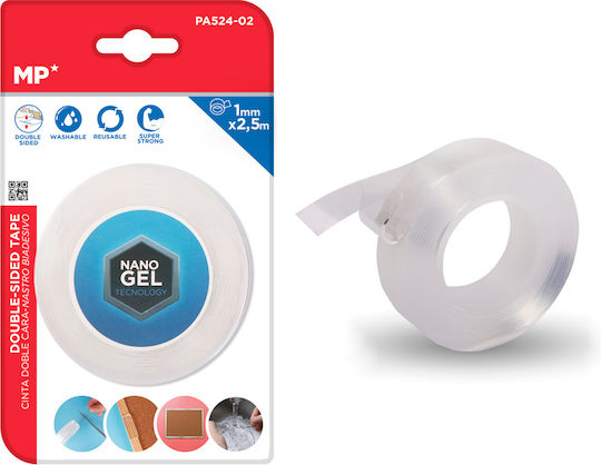Self-Adhesive Double-Sided Tape Transparent 19mmx2.5m 1pcs
