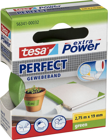 Tesa Tesa Extra Power Perfect Fabric Tape 2.75m 19mm Green