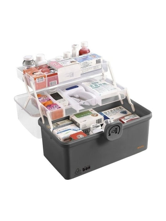 Ruhhy Plastic Storage Box with Lid Gray 32x22.5x19cm 1pcs