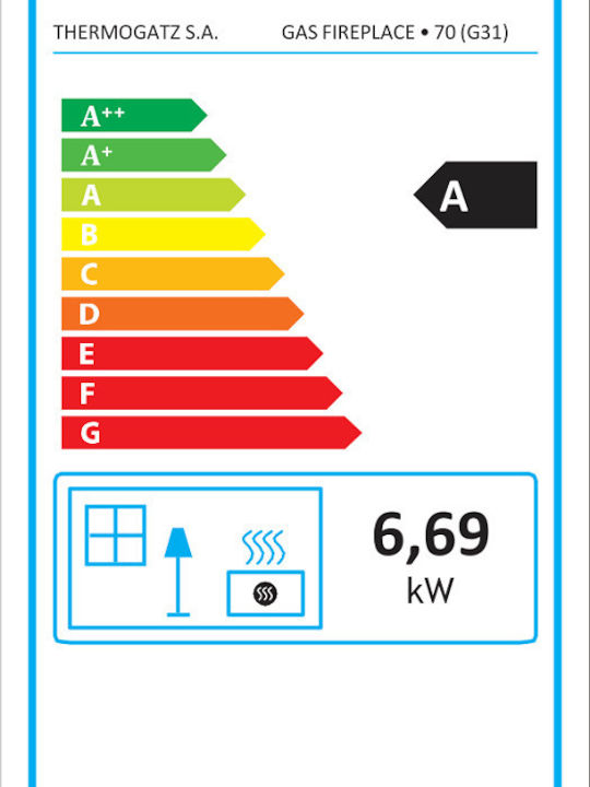 Thermogatz Gas Fireplace Insert with Left Corner Window 7.8kW