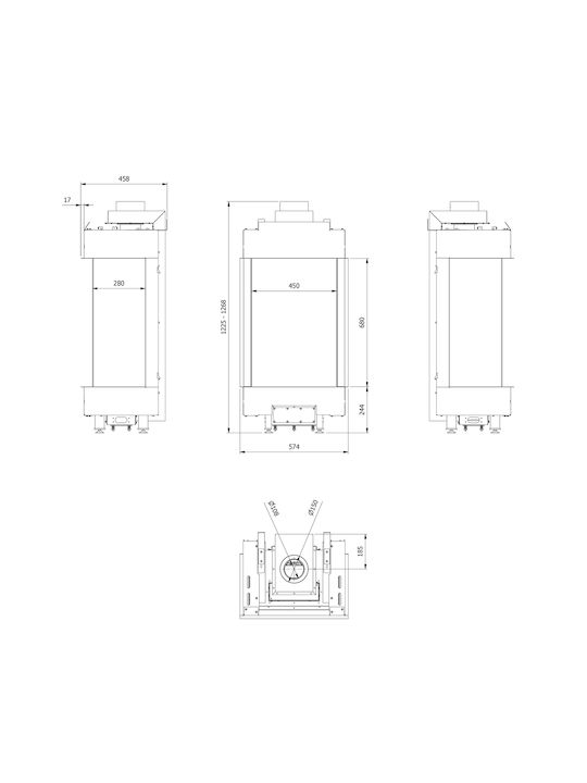 Kratki Leo LP 45 68 G20 Kaminofen Gas 5.8kW Dreiseitige mit fester Tür
