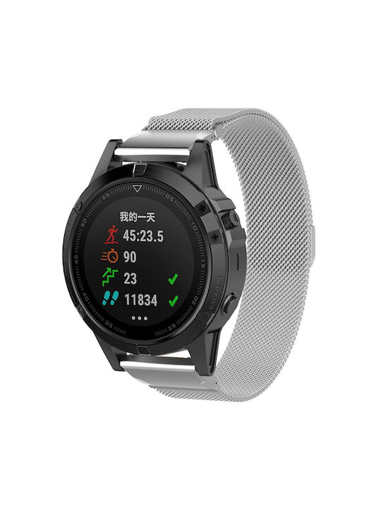 Techsuit Strap Silver (Fenix 5 / 5 Plus / 6 / 6 Pro / 7 / 7 Pro / 8 (47mm))