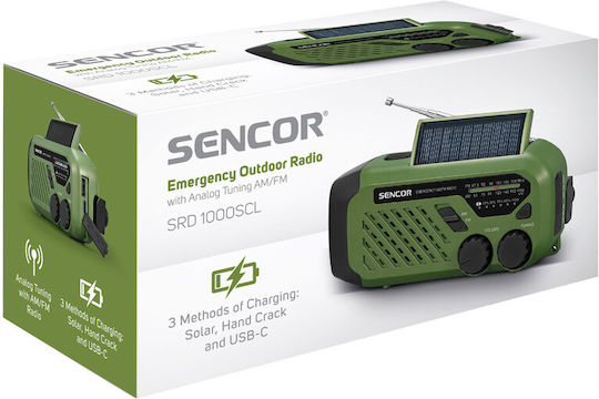 Sencor SRD 1000SCL GR Φορητό Ραδιόφωνο Ηλιακό με USB Πράσινο