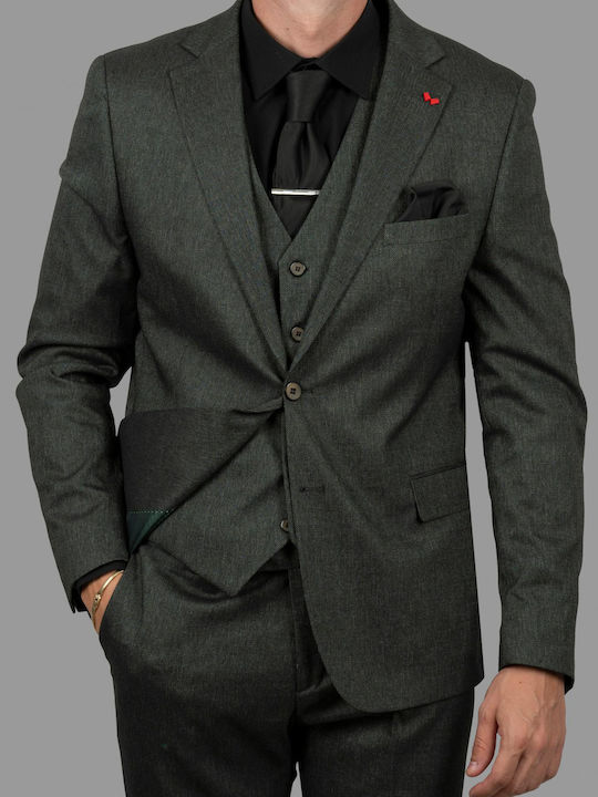 Dezign Men's Suit with Vest Black