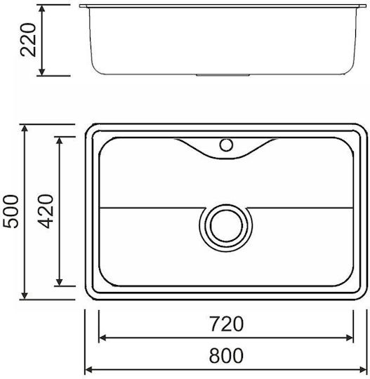 Macart New Silk N-100 S Ένθετος Νεροχύτης Inox Σατινέ Μ80xΠ50cm Ασημί