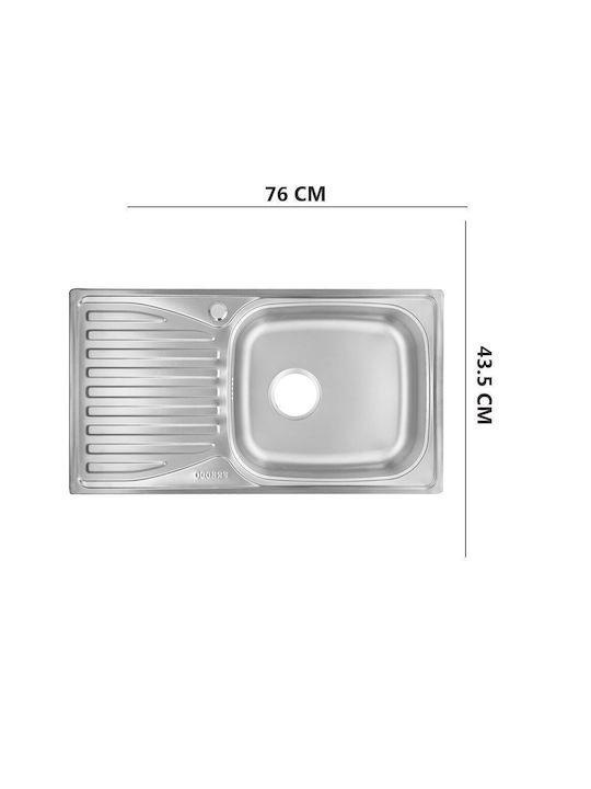 Freddo Ένθετος Νεροχύτης Δεξιός Inox Μ43.5xΠ76cm Γκρι