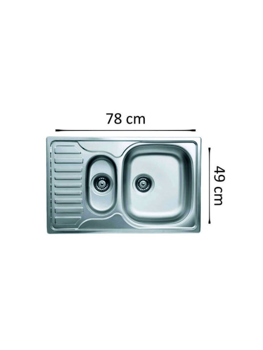 Freddo Ένθετος Νεροχύτης Δεξιός Inox Μ78xΠ49cm Γκρι