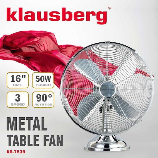 Klausberg Tabletop Fan 50W with 41cm Diameter Silver