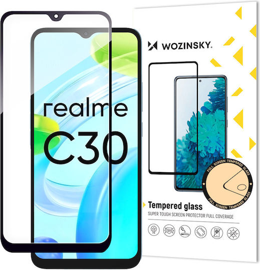 Frame 5D Пълно лепило Закалено стъкло за цялото лице Черен (Realme C30)