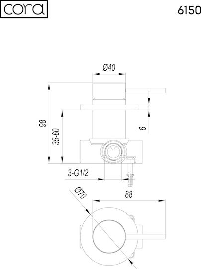 Cora Built-in Faucet Mixer for Shower 1 Exit Inox Silver